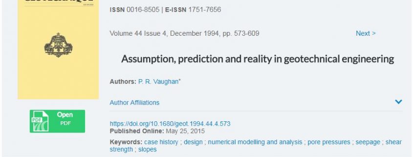 فرضیات، پیش بینی و واقعیت در مهندسی ژئوتکنیک